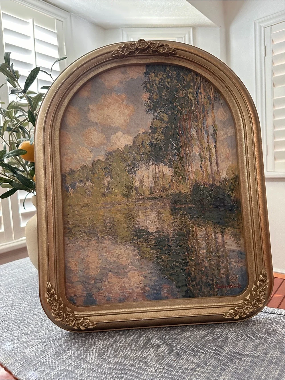 16x20” Poplars on the Epte by Claude Monet with ornate gold frame